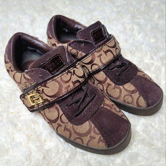 Guess Lace-Up & Velcro  Sneakers With Signiture Monogram Pattern - Brown - Picture 4 of 14